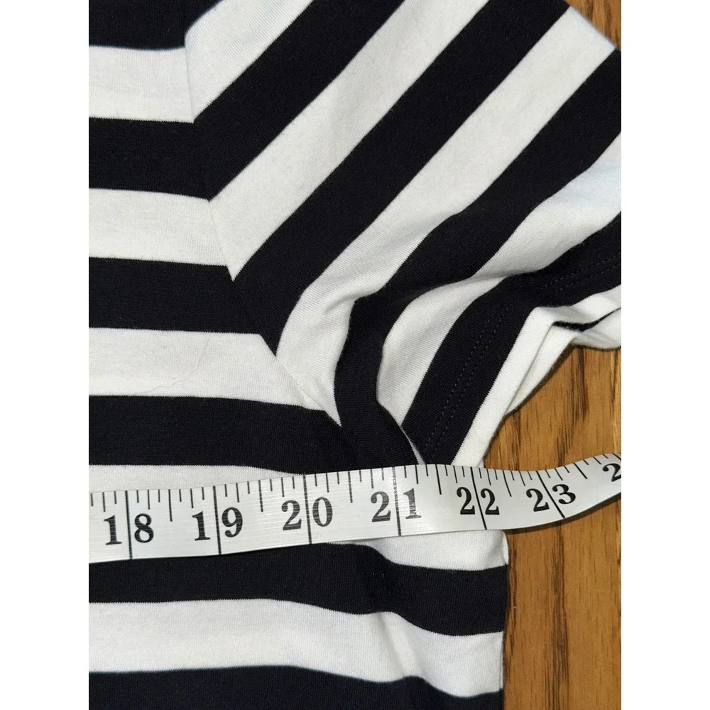 Michael Kors New 1X Striped Lace Up V-Neck Nautical T-Shirt Dress Black White